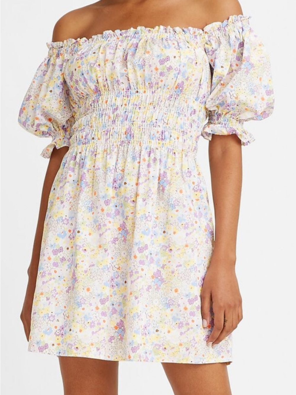 Levi’s Pastel Floral Smocked Dress - White Multi
